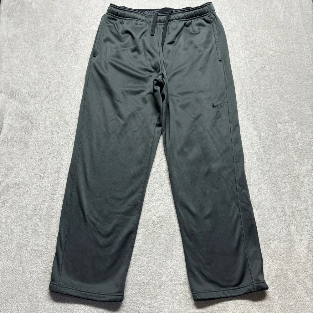 Nike Therma-FIT Mens XL Gray Fleece Lined Athletic Training Pants Drawstrings